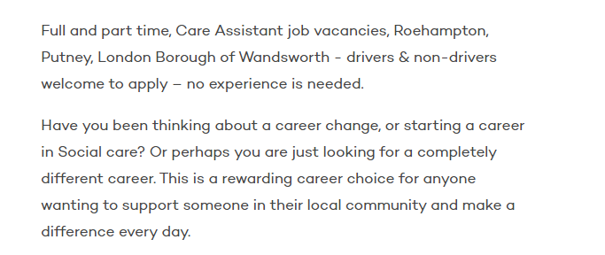 Part time jobs as social care assitant in uk